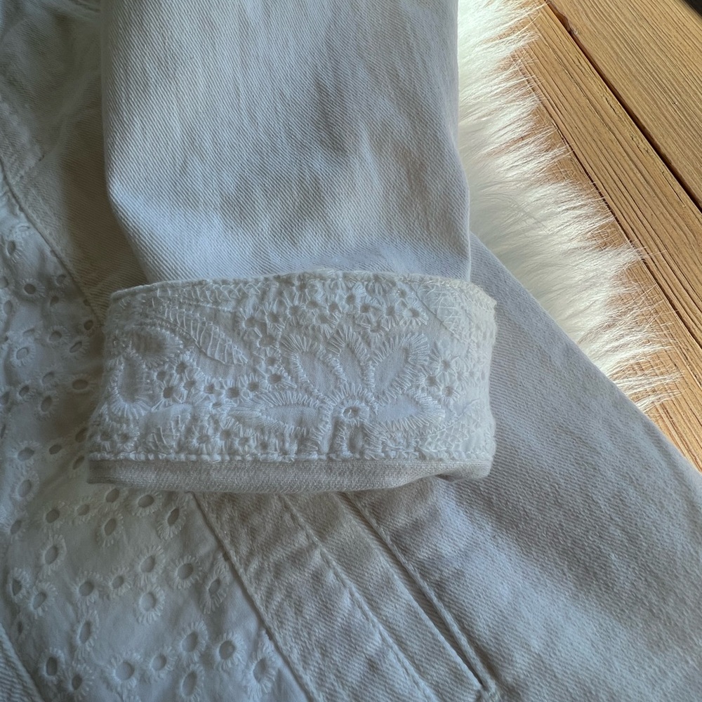 Anthropologie Pilcro and the Letterpress white eyelet denim jacket - Picture 5 of 9